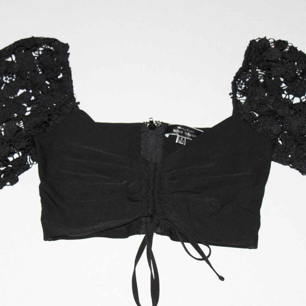 Blue Blush Black Crop Top